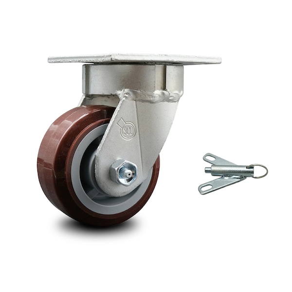 4 Inch Kingpinless Poly on Polyolefin Wheel Swivel Caster with Swivel Lock SCC